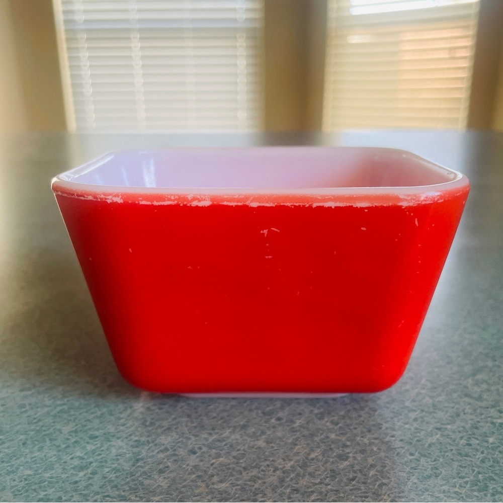 Pyrex Orange Red Small Refrigerator Dish